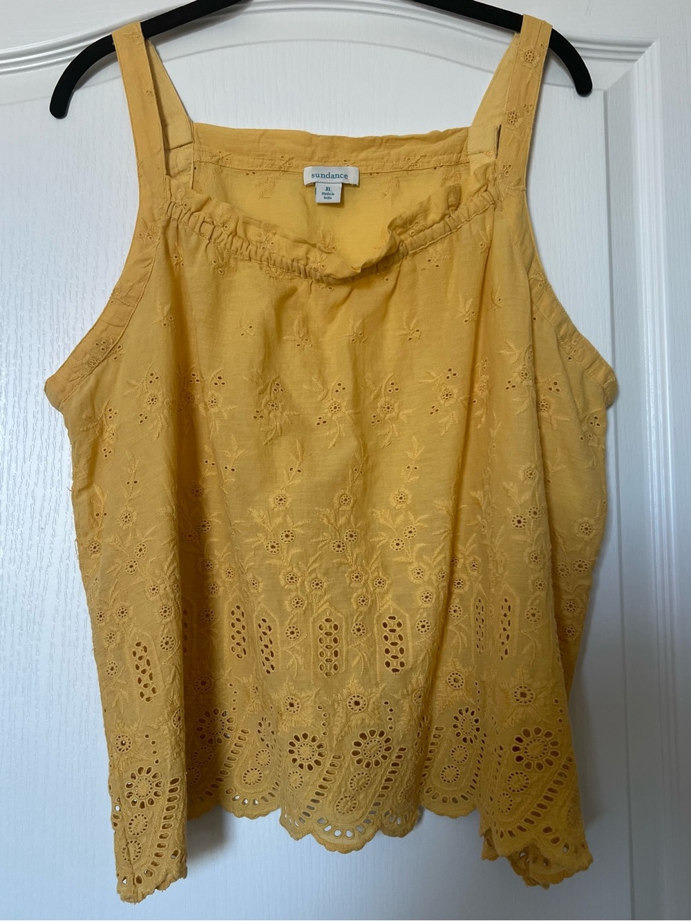 SUNDANCE- Embroidered Eyelet Yellow Tank Top